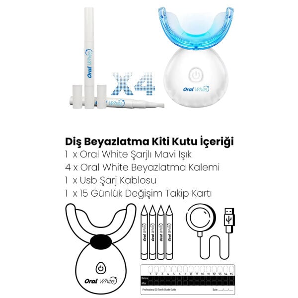 Professional Series 7100 Şarjlı Diş Beyazlatma Kiti - 32 Led + 4 Kalem -  Oral White