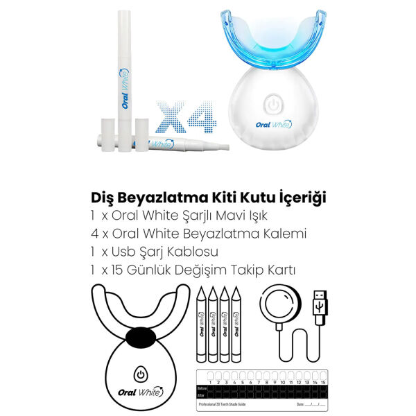 Professional Series 7100 Şarjlı Diş Beyazlatma Kiti - 32 Led + 4 Kalem -  Oral White