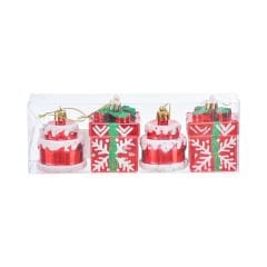 4'lü Pasta Yılbaşı Ağaç Süsü - 6 cm