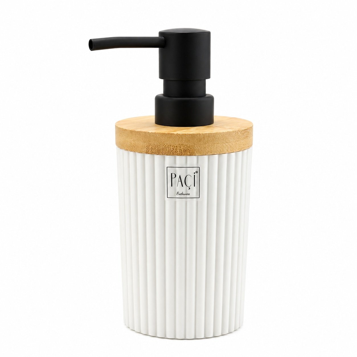 Plastik Bambu Kapak Sıvı Sabunluk - 400 ml Beyaz