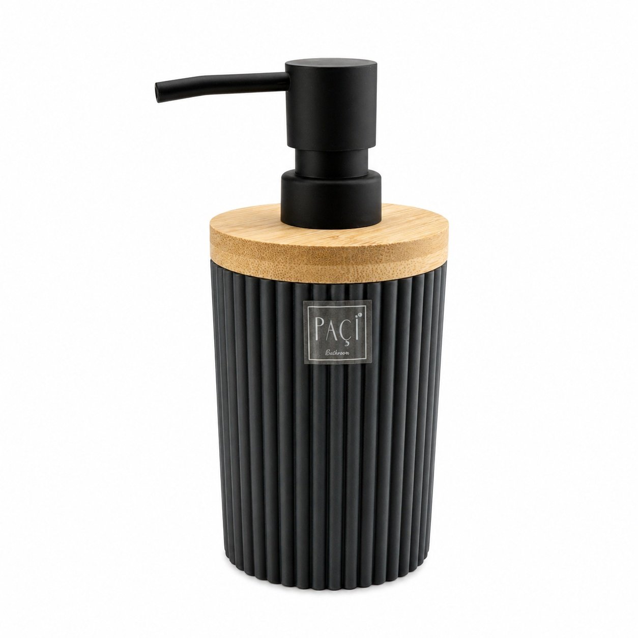 Plastik Bambu Kapak Sıvı Sabunluk - 400 ml Siyah