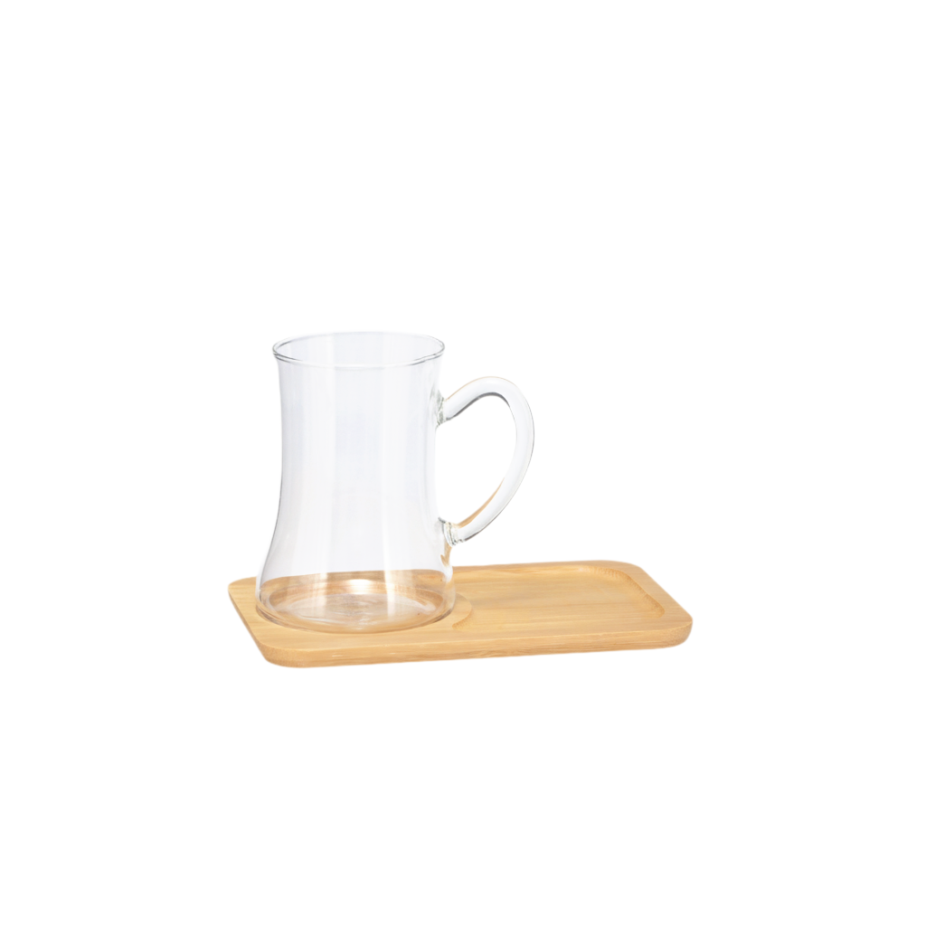 Bambu Tabaklı Çay Seti - 4 Parça