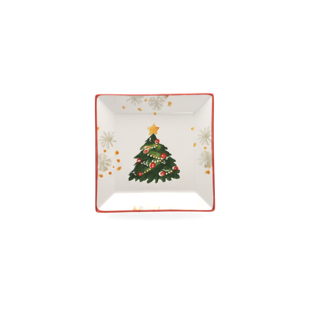 Yılbaşı Kare Seramik Pasta Servisi – 20 cm