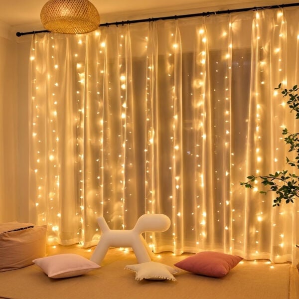 Perde Led Işık 300 Led 10 Sarkıt 8 Mod Uzaktan Kumandalı 3x3 Metre Peri Telli - LW-7 - Torima