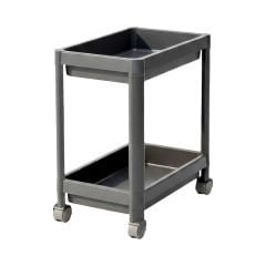 2 Katlı Tekerlekli Raf Ünitesi - 36x23x40 Siyah