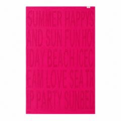 Jakarlı Plaj Havlusu - 75X150 cm Pembe