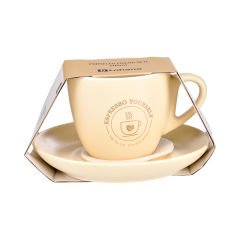 Tabaklı Porselen Kahve Fincanı - 200 ml Krem
