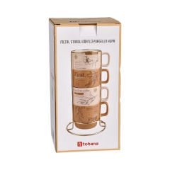4'lü Metal Standlı Espresso Fincanı - 150 ml