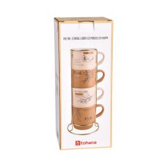 4'lü Metal Standlı Porselen Kupa - 300 ml