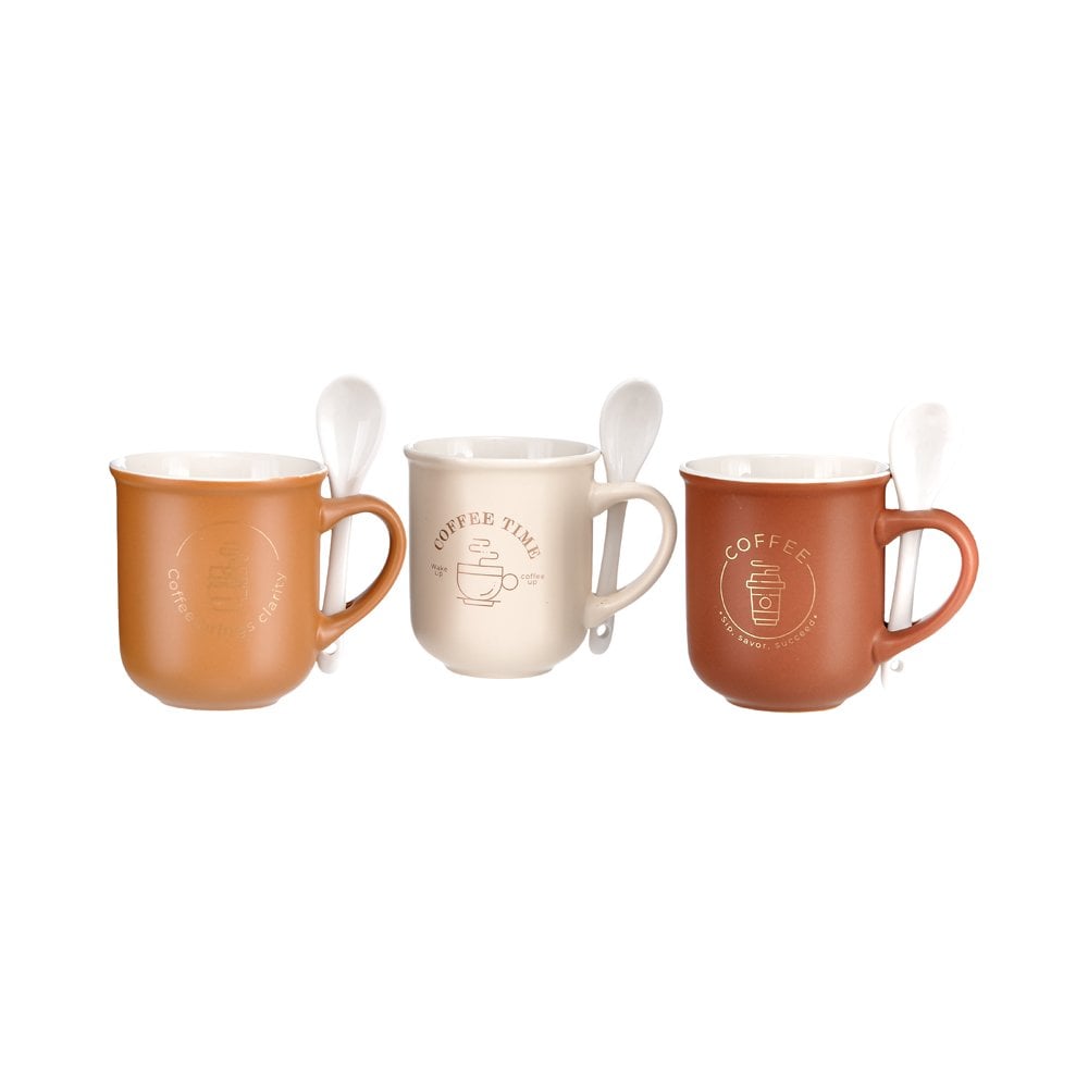 3'lü Kaşıklı Porselen Kupa - 200 ml
