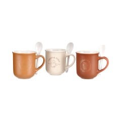 3'lü Kaşıklı Porselen Kupa - 200 ml