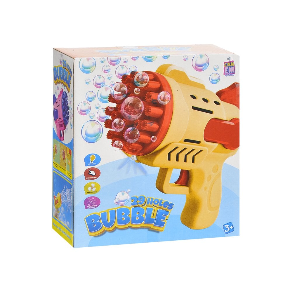 Pilli Işıklı Bubble Köpük Tabancası Sarı