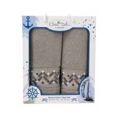 2'li Nakışlı Havlu Seti - 50x90/70x140