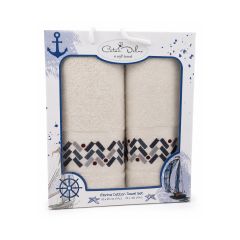 2'li Nakışlı Havlu Seti - 50x90/70x140