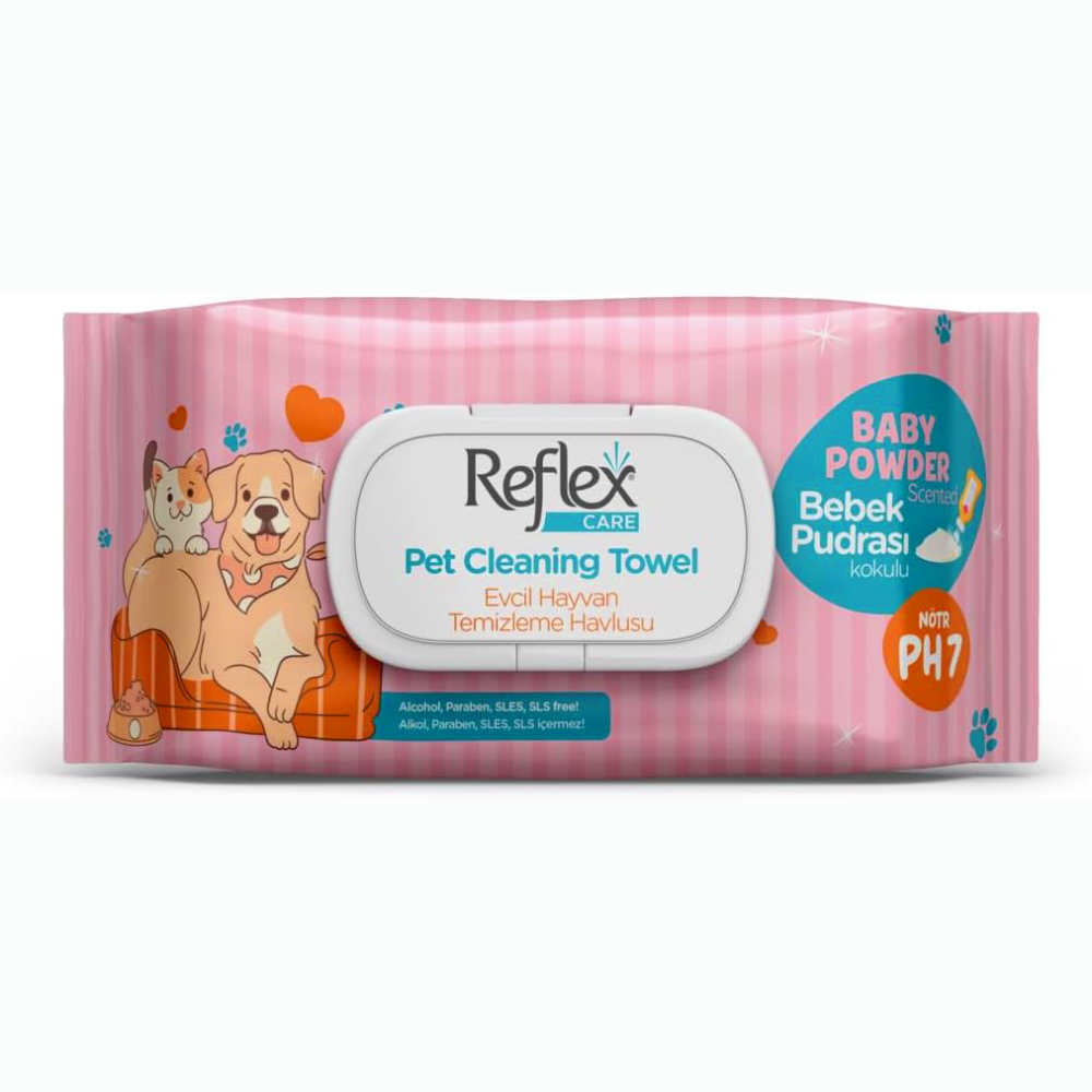 50'li Bebek Pudralı Pet Temizleme Havlusu - Reflex Care