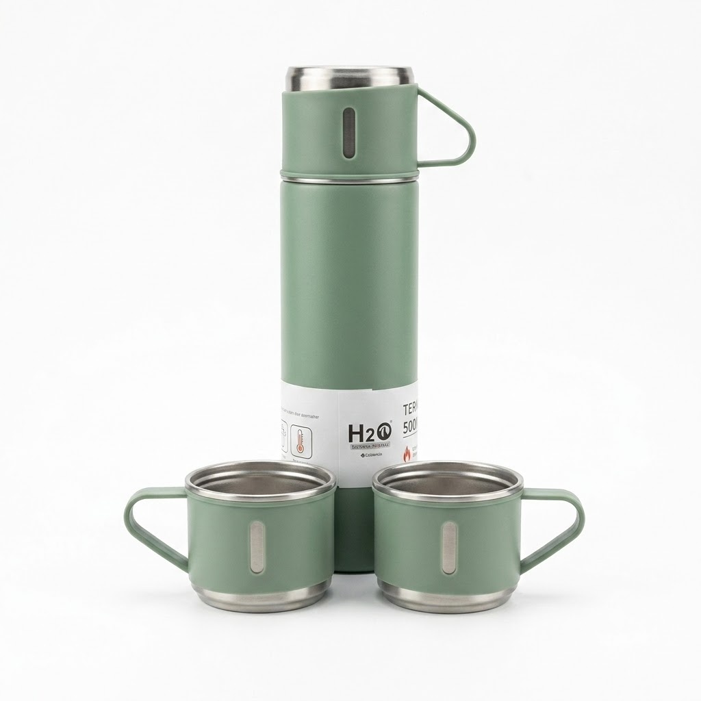 3 Fincanlı Çelik Termos - 0,5 L
