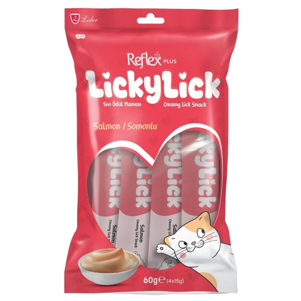 4'lü Somonlu Sıvı Kedi Ödül Maması - 60 gr - Reflex Plus