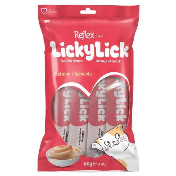 4'lü Somonlu Sıvı Kedi Ödül Maması - 60 gr - Reflex Plus