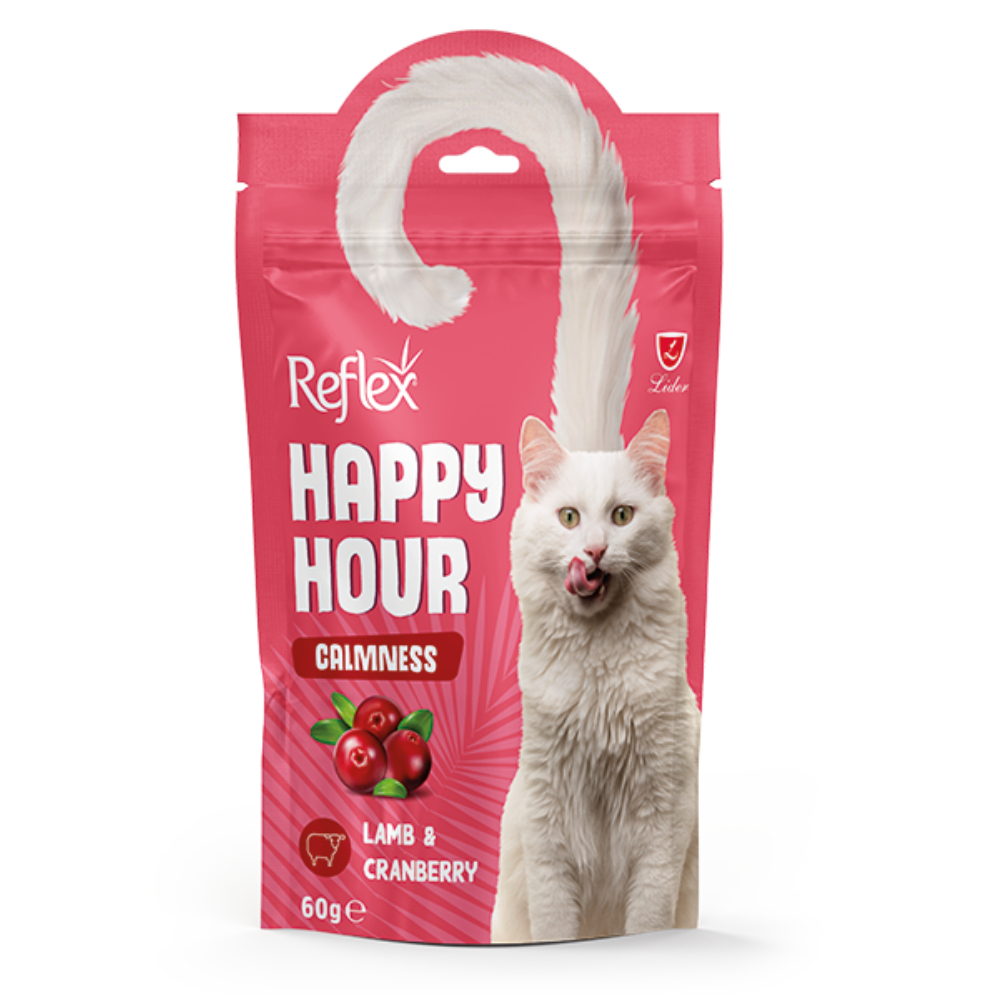 Kuzu Eti ve Kızılcık Aromalı Sakinleşmeyi Destekleyici Kedi Ödül Maması - Reflex Plus - 60 gr
