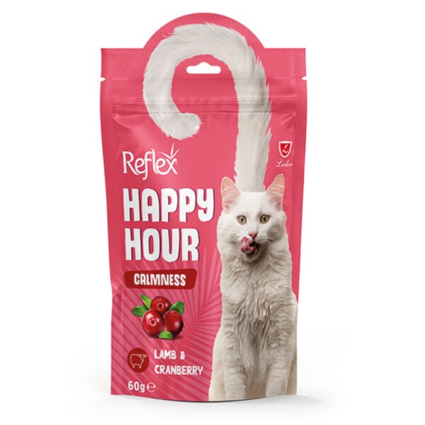 Kuzu Eti ve Kızılcık Aromalı Sakinleşmeyi Destekleyici Kedi Ödül Maması - Reflex Plus - 60 gr