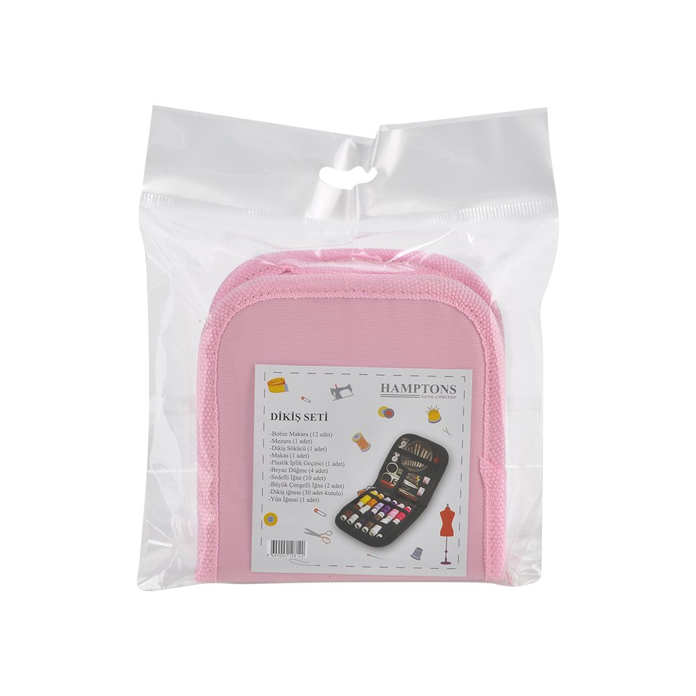 Çantalı Renkli Dikiş Seti - 64 Parça Pembe