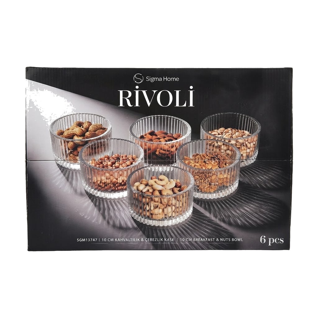6'lı Kahvaltılık Çerezlik Cam Kase - 10 cm - Rivoli