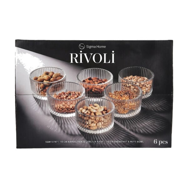 6'lı Kahvaltılık Çerezlik Cam Kase - 10 cm - Rivoli