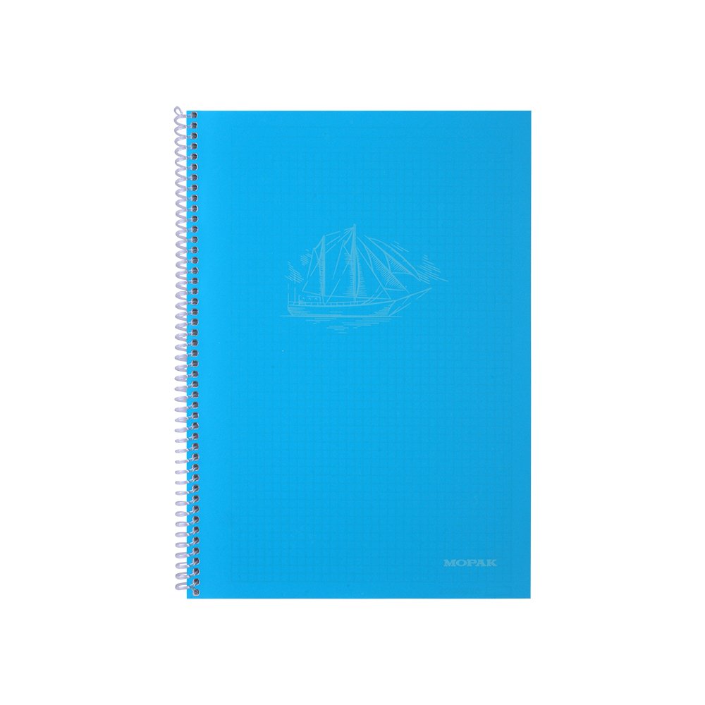 Spiralli 120 Yaprak PP Kapak A4 Kareli Defter Mavi