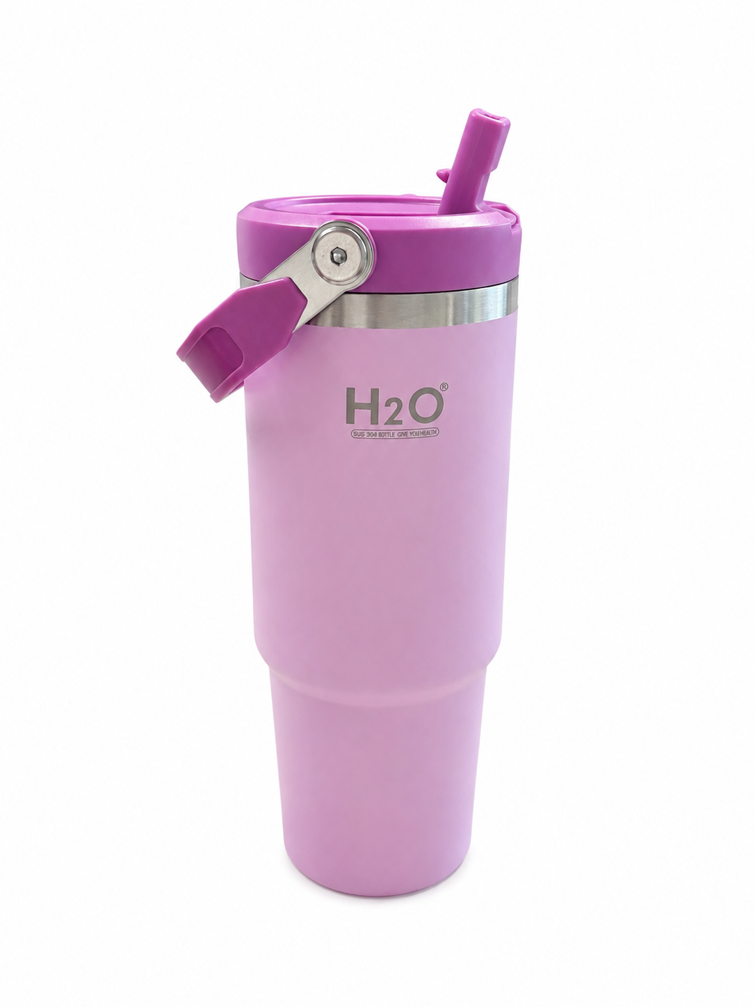 Pipetli Çelik Termos Kupa - 900 ml Pembe